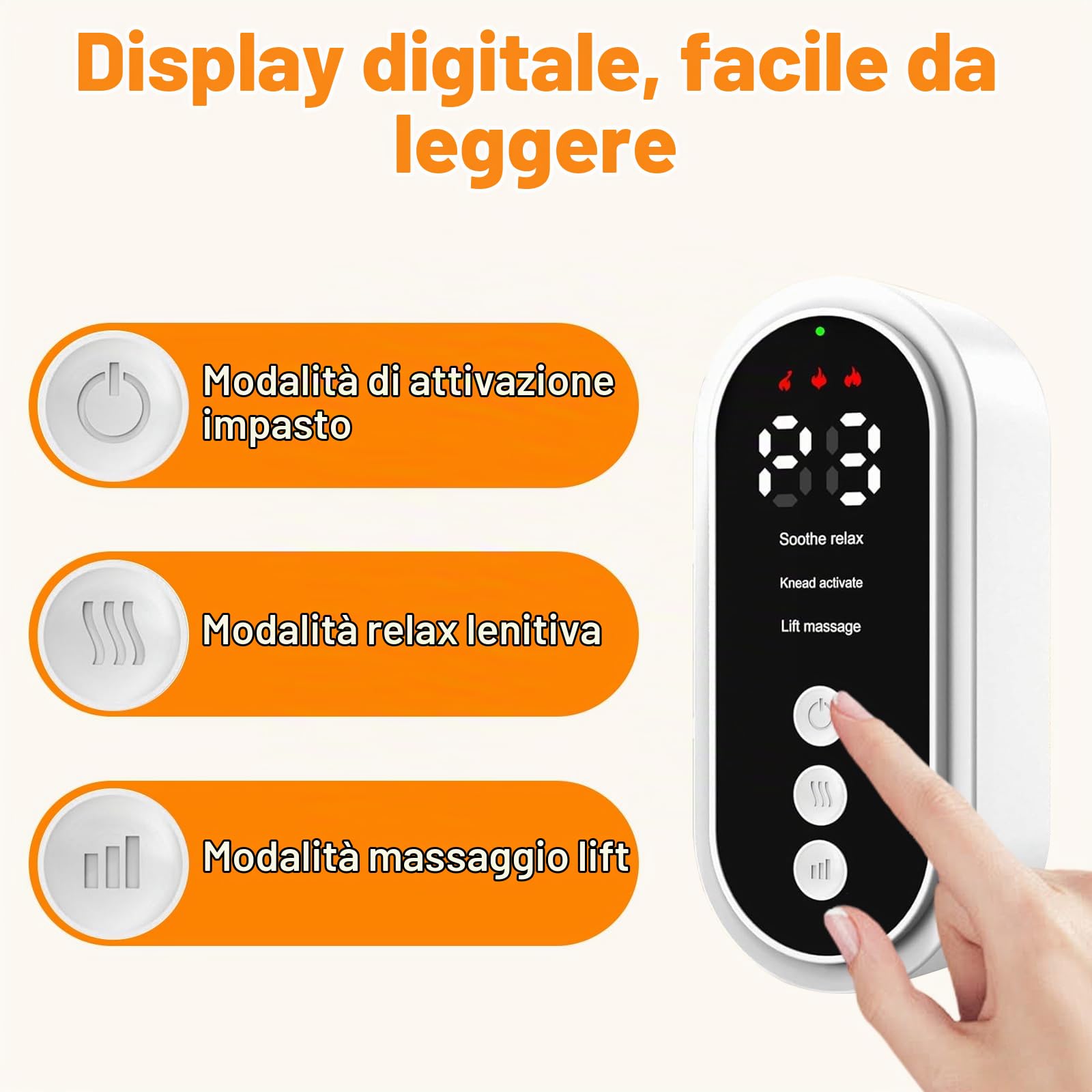 Massaggiatore Elettrico per Gambe, Massaggiatore a 3 Modalità per Alleviare il Dolore con Ricarica USB, 3 Livelli di Intensità e Temperatura per Favorire il Rilassamento Muscolare