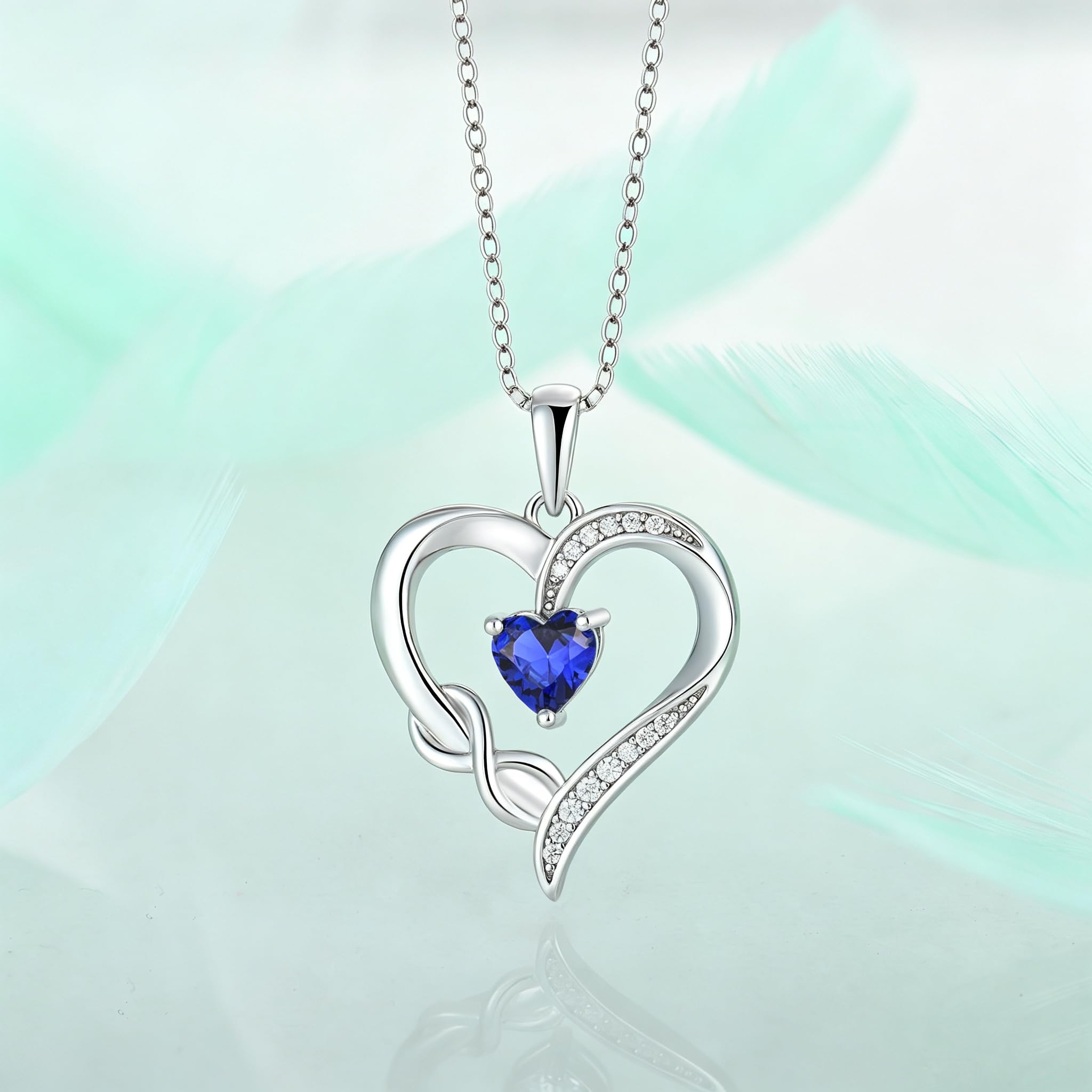 starchenie Collana Cuore Infinito Donna Argento 925 con Pietra Portafortuna Zirconi Ciondolo Regalo Gioielli di Compleanno Anniversario