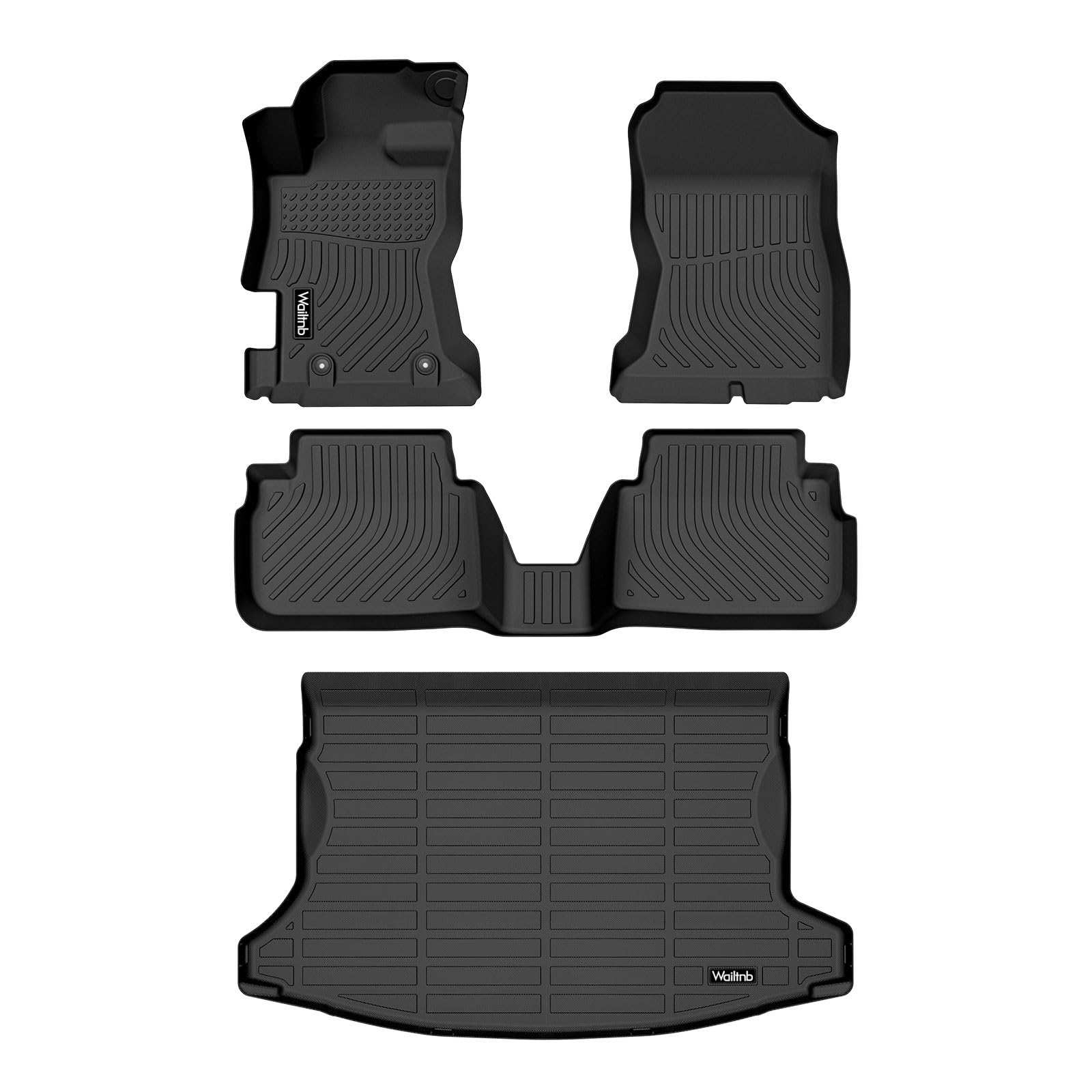 wailtnb all-weather floor mats & cargo liner set custom for subaru crosstrek xv 2018-2023/subaru impreza 2017-2023,tpe rubber trunk floor mat interior accessories - black
