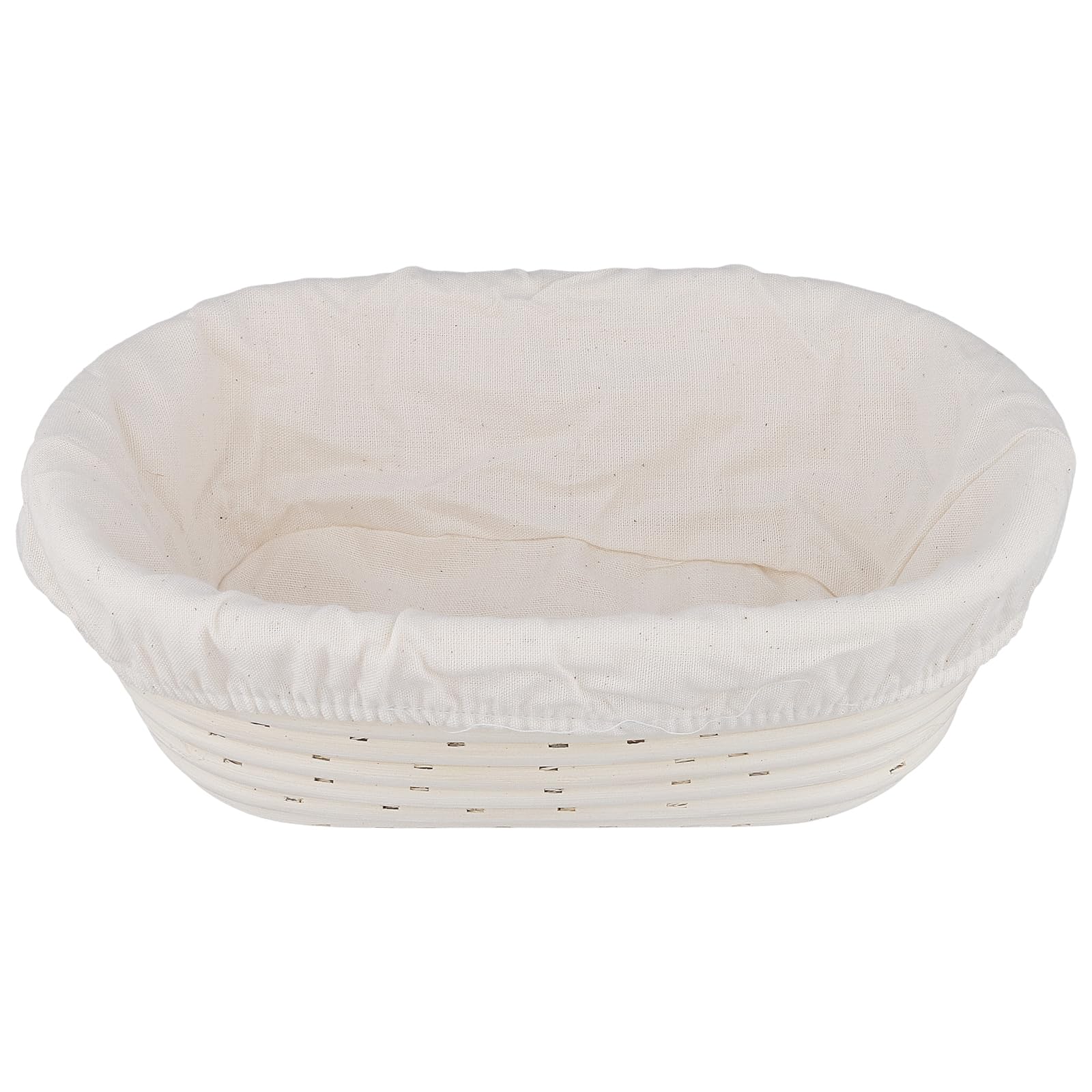 Lot de 2 paniers de fermentation ovales de 25 x 15 x 8 cm avec insert en lin - Corbeille à pain ovale en rotin naturel pour pain fait maison