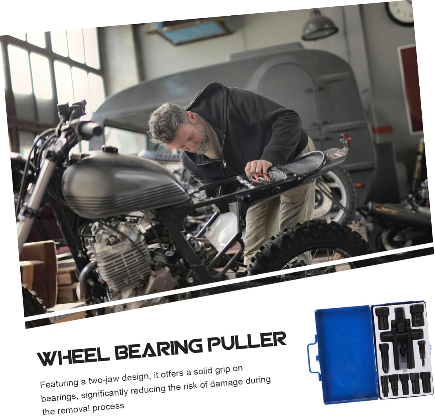 2 Jaw Motorcycle Bearing Puller Set Chain Rivet Tool for Safe Removal Heavy Duty Flywheel Puller Kit