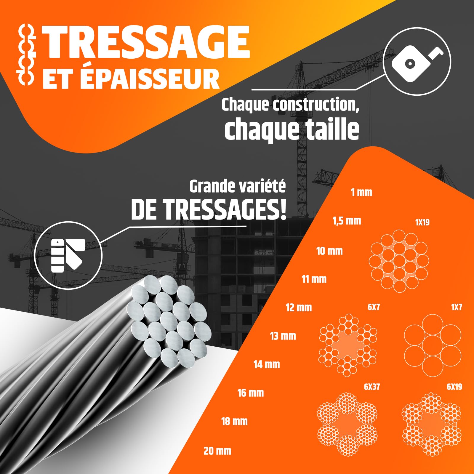 100m câble 4mm acier zingué EN 12385-4 6x7+FC