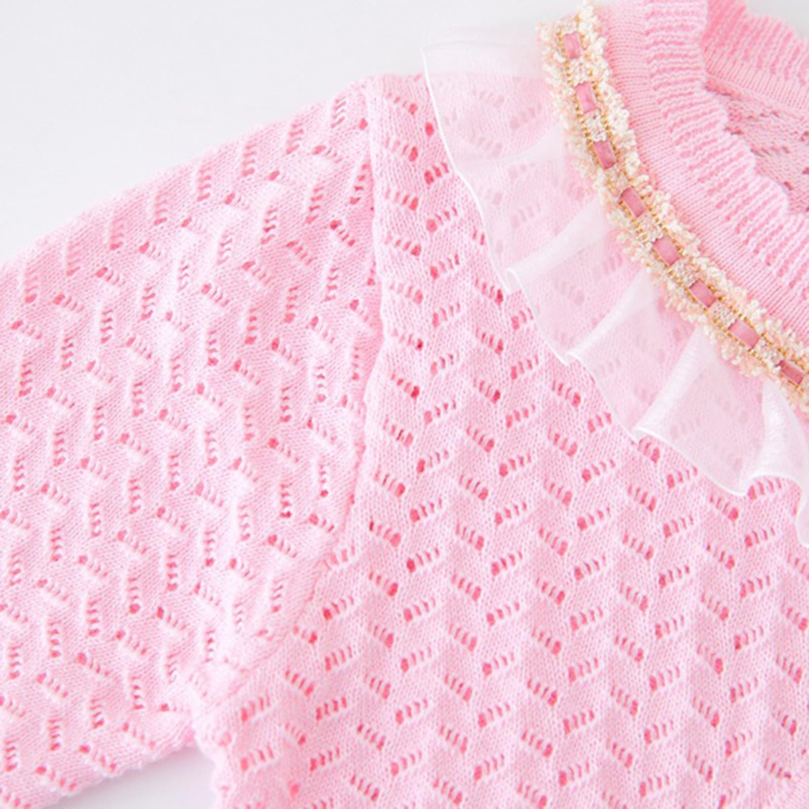 Bolero ligero de punto perforado para niñas, chaqueta corta transpirable para días cálidos