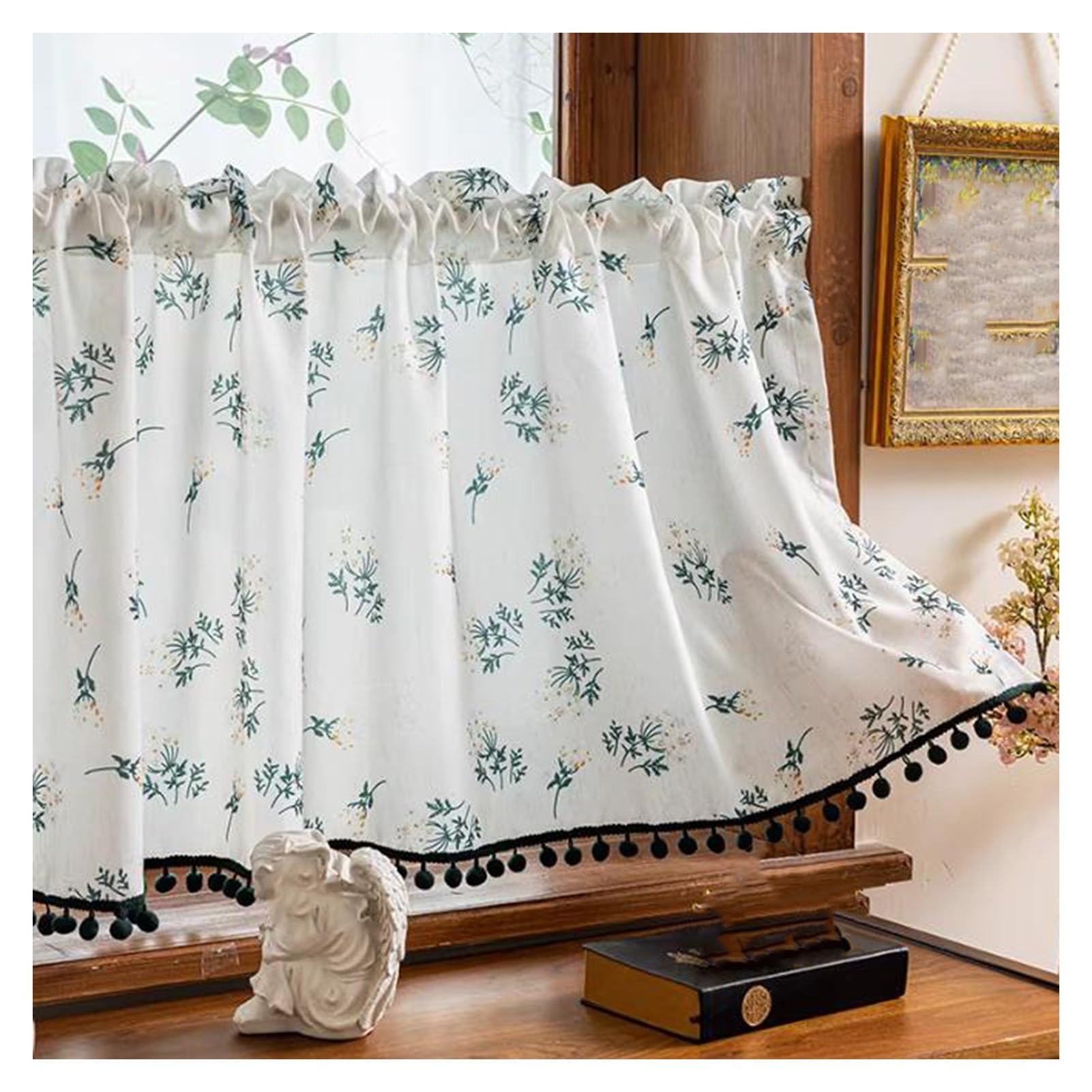 Cortinas opacas florales con bolsillo para barra: calidez y elegancia en tu comedor