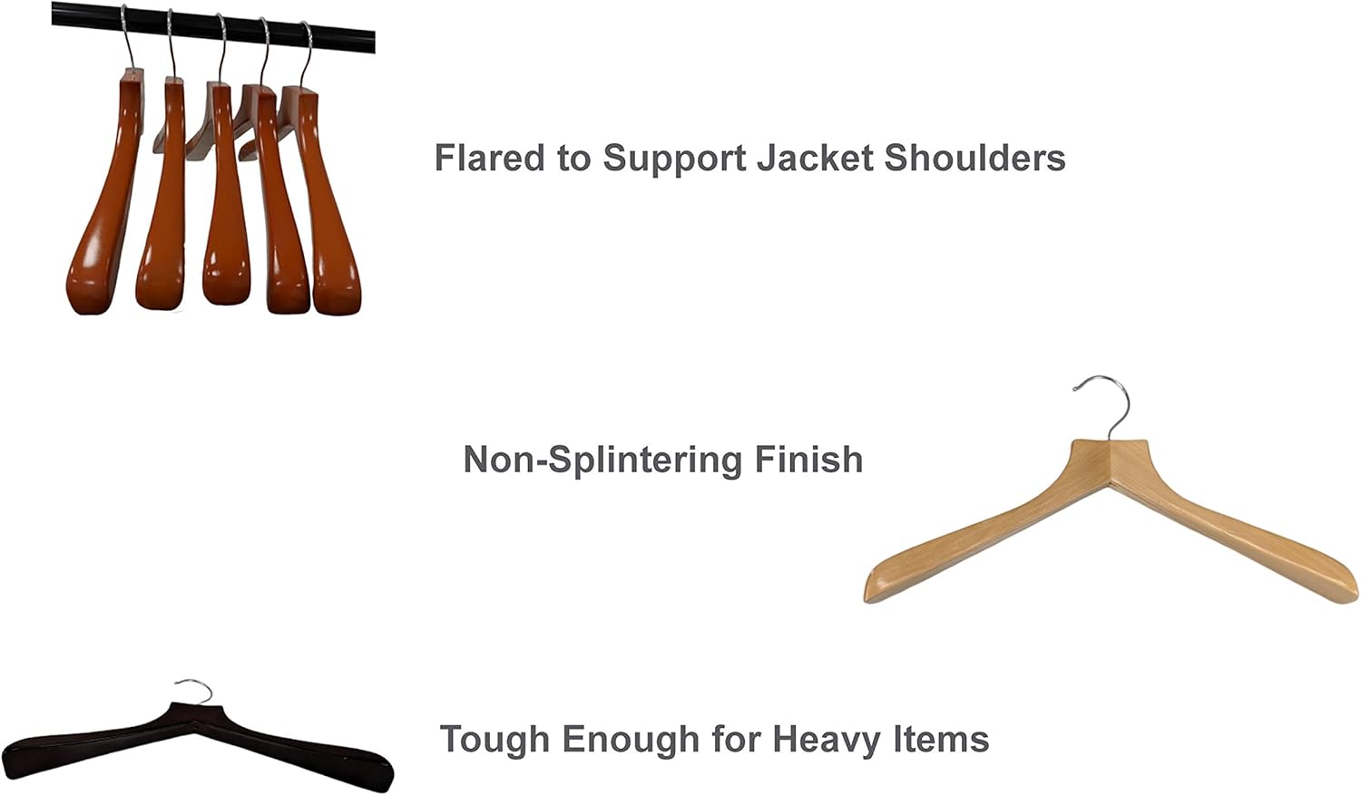 Natural Finish Deluxe Coat Hanger (Set of 5)