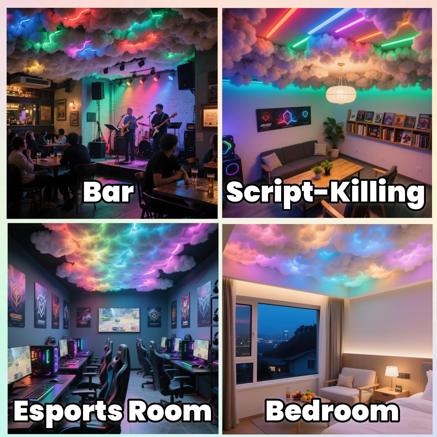 Lampa LED 3D Thundercloud DIY zmieniający się kolorowy pasek z synchronizacją muzyki kreatywna DIY lampa sufitowa do sypialni pokoju gier impreza 5M/16Ft
