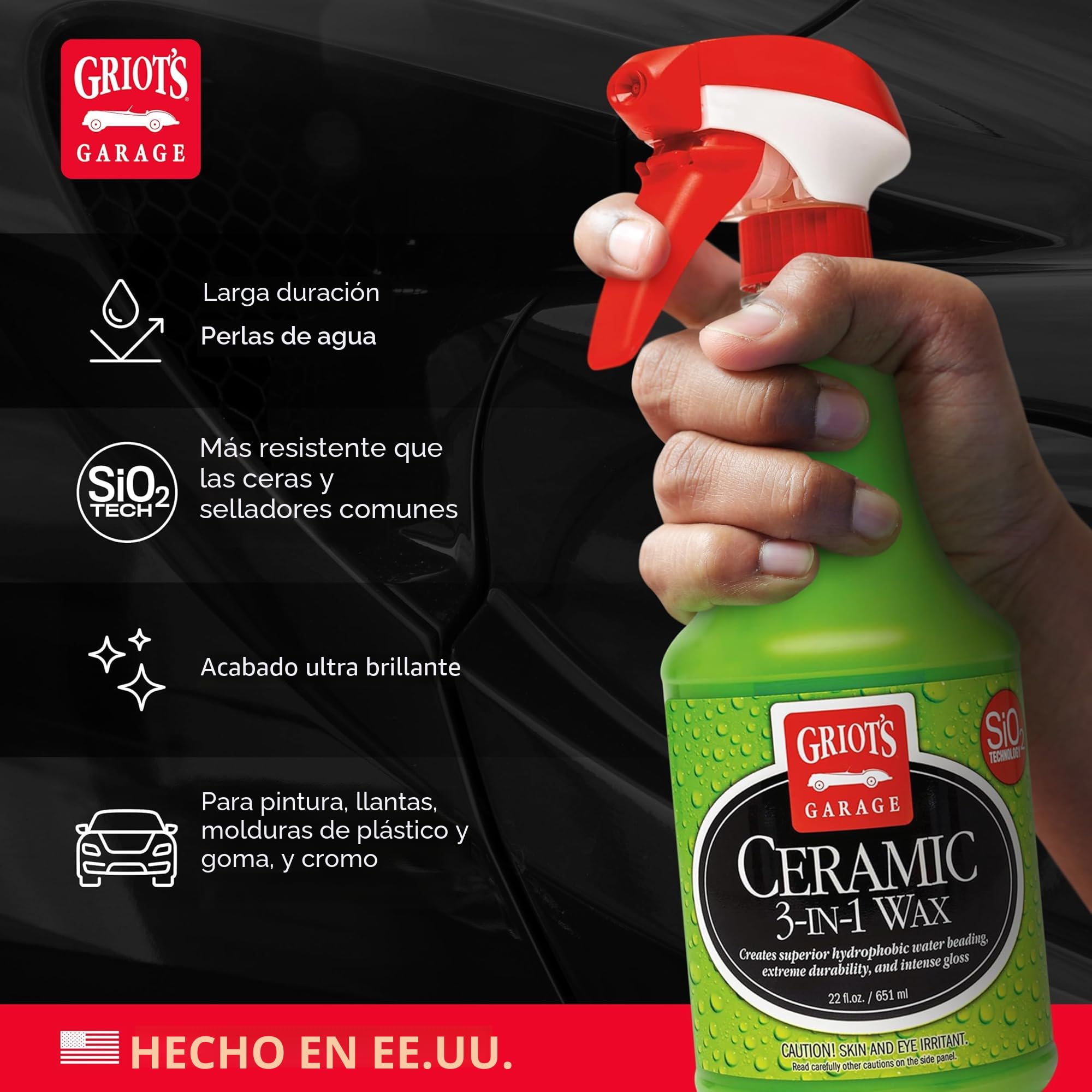 Amazon.com: Cera de 3 en 1 de cerámica de Griots Garage, aerosol