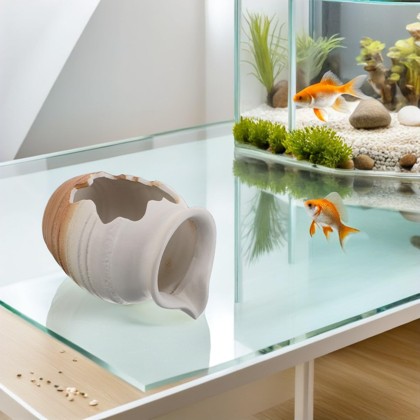 SOIMISS Keramik Wasserbrunnen Jar für Innen und Außen Zirkulierender Wasserfall mit Keramischem Filter Multifunktionaler Teich Gartenbrunnen für Hydroponik und Fischbecken Dekor