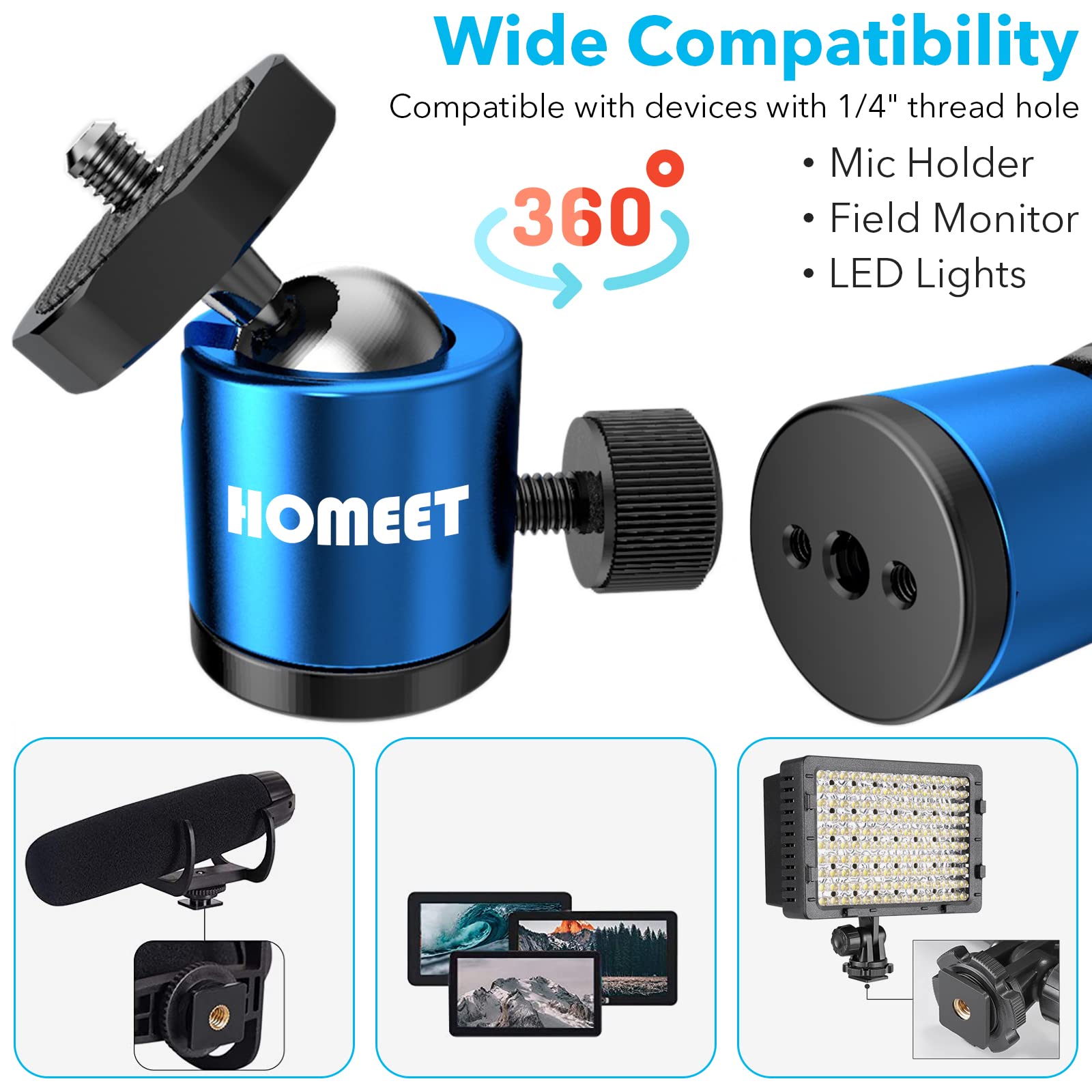 Super Morsetto Con Testa A Sfera 360° - Supporto Per Fotocamera, Monitor, Flash - Foto 10