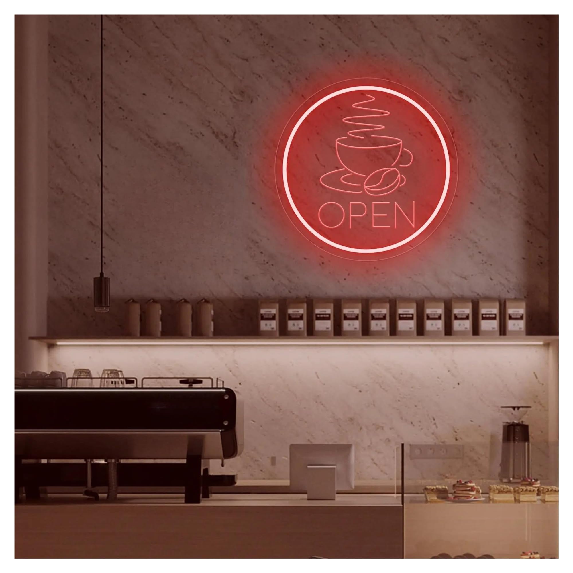 Shouxi E Sign Lamp W Ar Open Neon Sign Wall Art Decor Business Shop Bar Club Hom Decor Hotel Neon Coffe Shop Open Decor 38.5Cmx38.5cm(E)