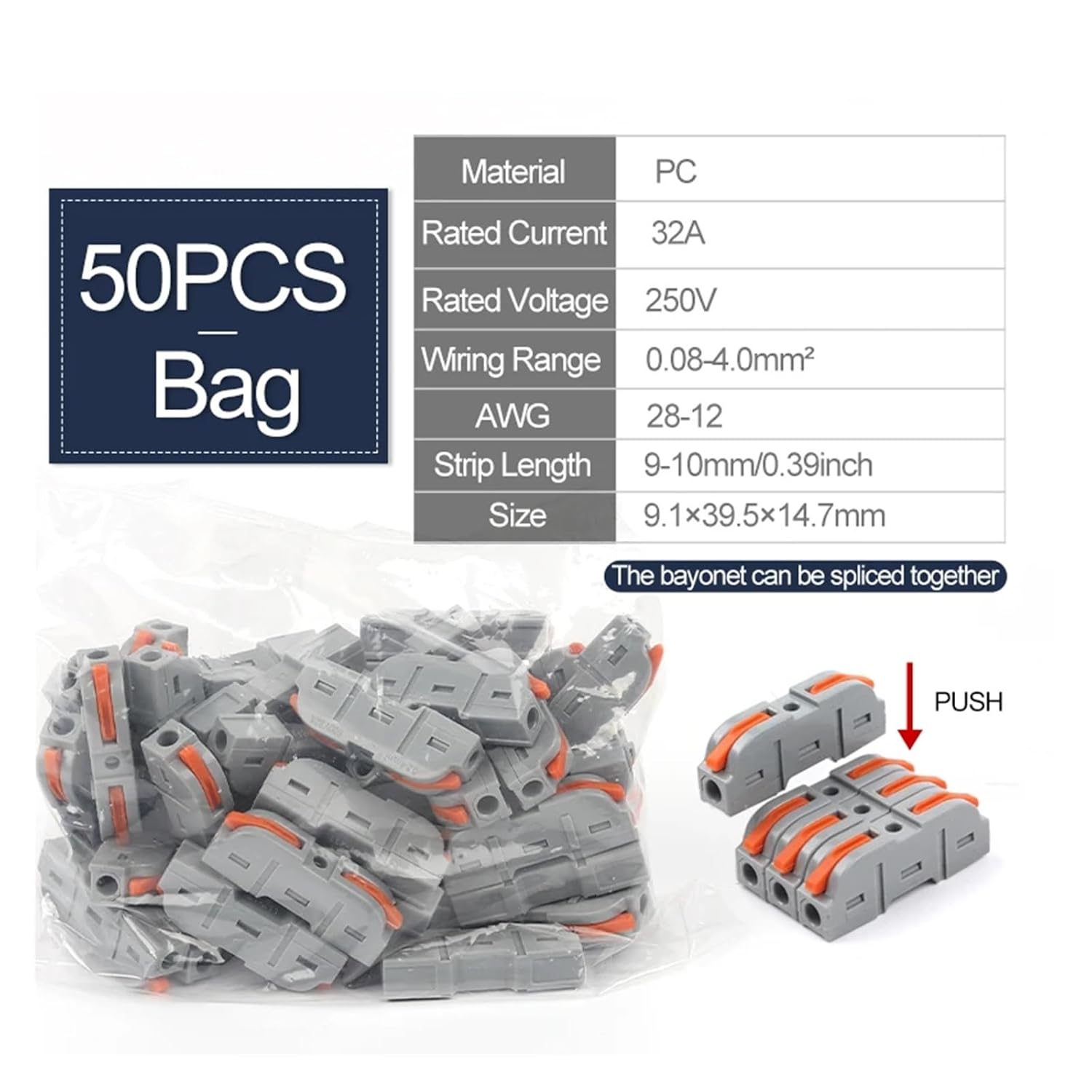 Quick Multi-Circuit Splicing Butt Wire Connector Terminal Block Compact Electrical Connectors Home Junction Box 222 223(50PCS)