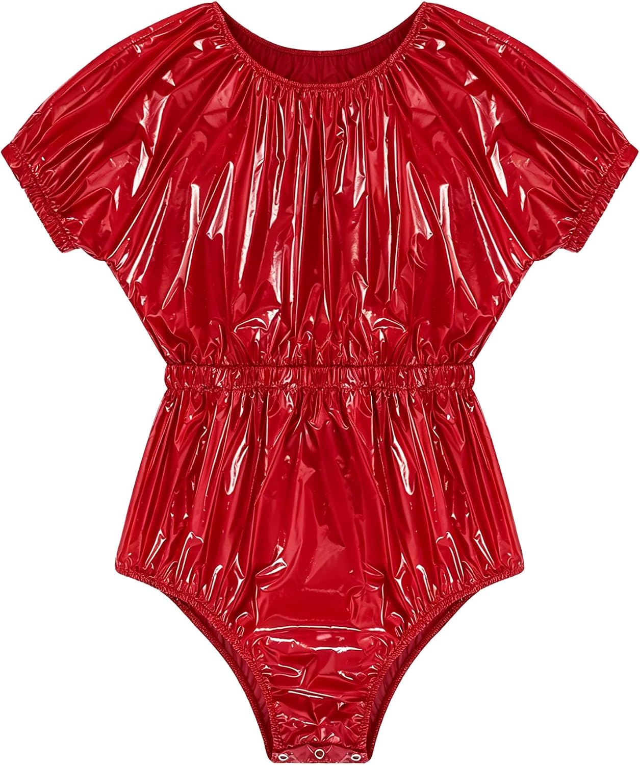 iiniim Men Crew Neck Waterproof Bodysuit Buttoned Crotch Jumpsuit One Piece over Diapers Diaper Coveralls