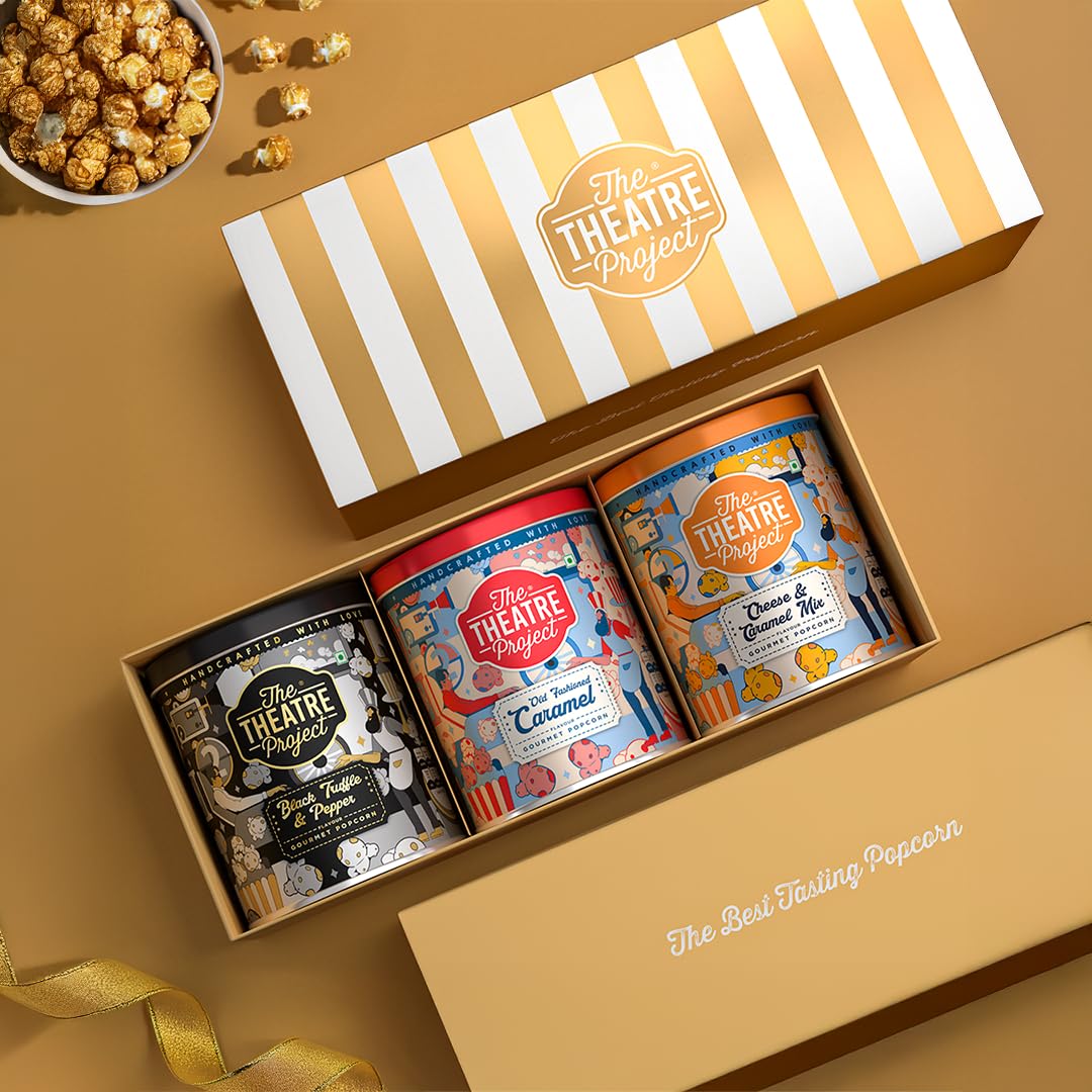 The Theatre Project Golden Gift Box Pack of 3 (cheese & caramel/Black Truffle/Caramel) 217 gm-image-2