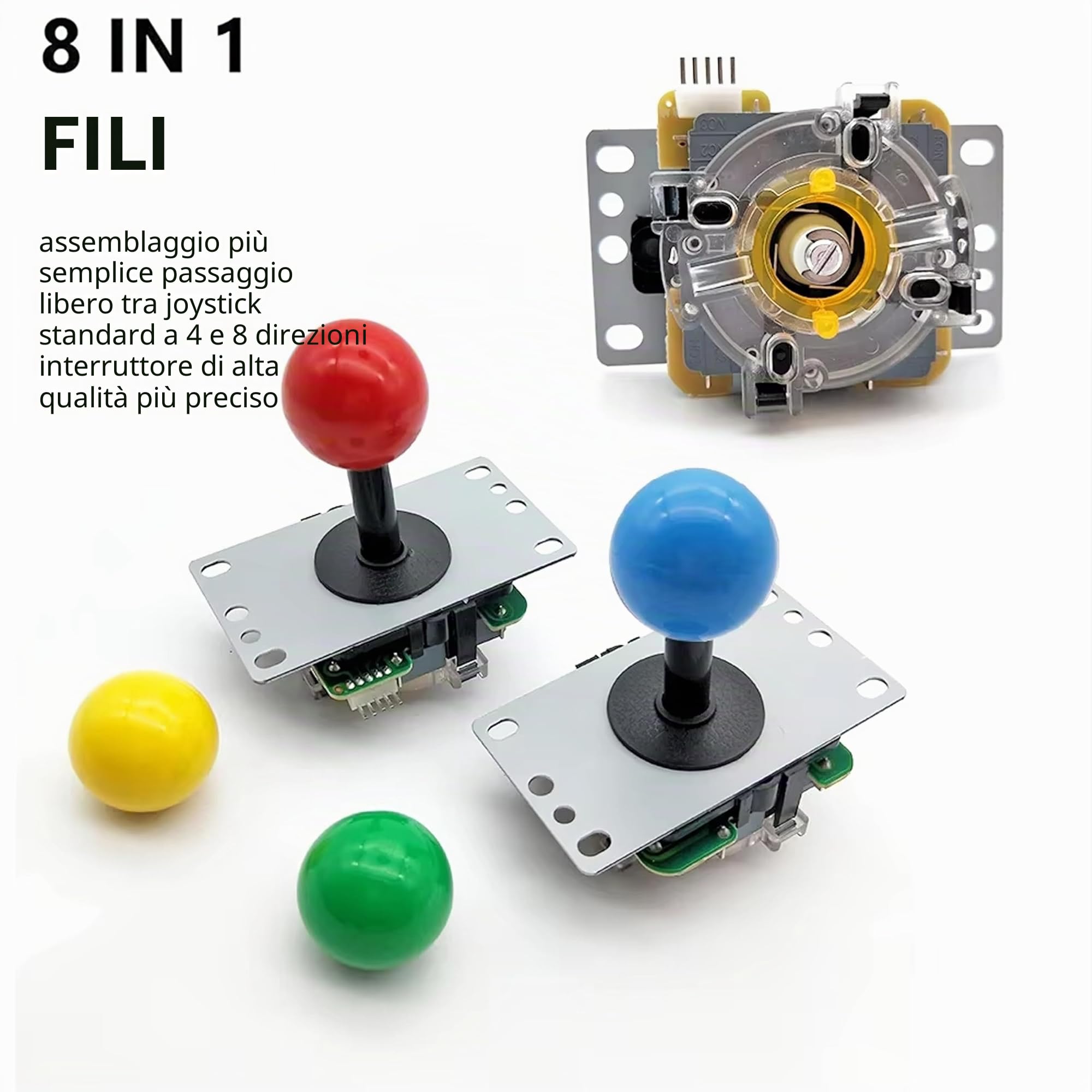 Kit arcade 9800 in 1 Saga Box con pulsanti LED Arcade Mame 5 Pin 8 Way Joystick 4 Player Kit per la casa fai da te Videogiochi (giallo e verde)