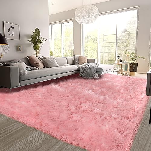 Miniatura 48 de SERISSA Alfombra suave y esponjosa de piel de oveja sintética, color beige, alfombra lanuda para el suelo del dormitorio, alfombra mullida