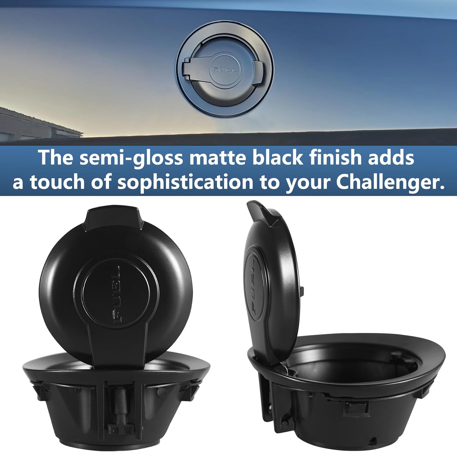 WildWell Gas Cap Fuel Filler Gap For 2008-2024 Dodge Challenger Gas Cap Cover Replace OEM 68250120AA Black