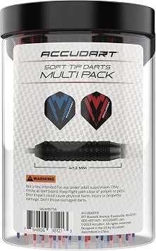 Accudart 24Pack Soft Tip Dart MultiPack Onyx Coated Barrels, Polycarbonate Shafts, Standard Poly Flights 16Gram Soft Tip Darts for Electronic Dartboards