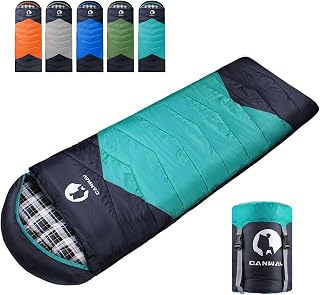 CANWAY Flannel Sleeping Bag for Adults Kids Girls Boys Camping Backpacking Sleeping Bag for Cold & Warm Weather with Compression Sack