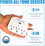 Cruise Bande de puissance approuvée - Protection anti-surge pour Cruise Navire avec 2 USB Sorties - Cruise Essentiels du navire 2026 pour le Carnaval, Princesse, Norvégien, Hollande Amérique, MSC & Majeur Cruise Lignes (blanches)