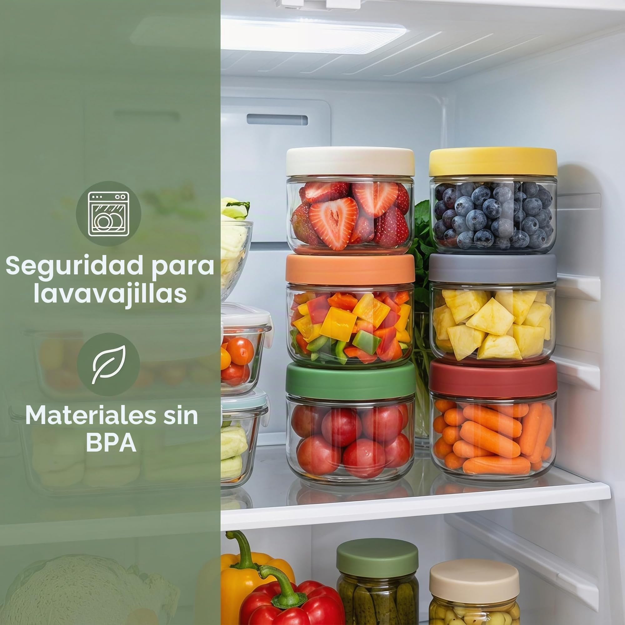 EONJOE Tarros de vidrio de 8 onzas con tapas, 1 taza, recipientes pequeños para pudín de chía, mermelada, aperitivos, yogur, avena durante la noche, caramelos, paquete de 6