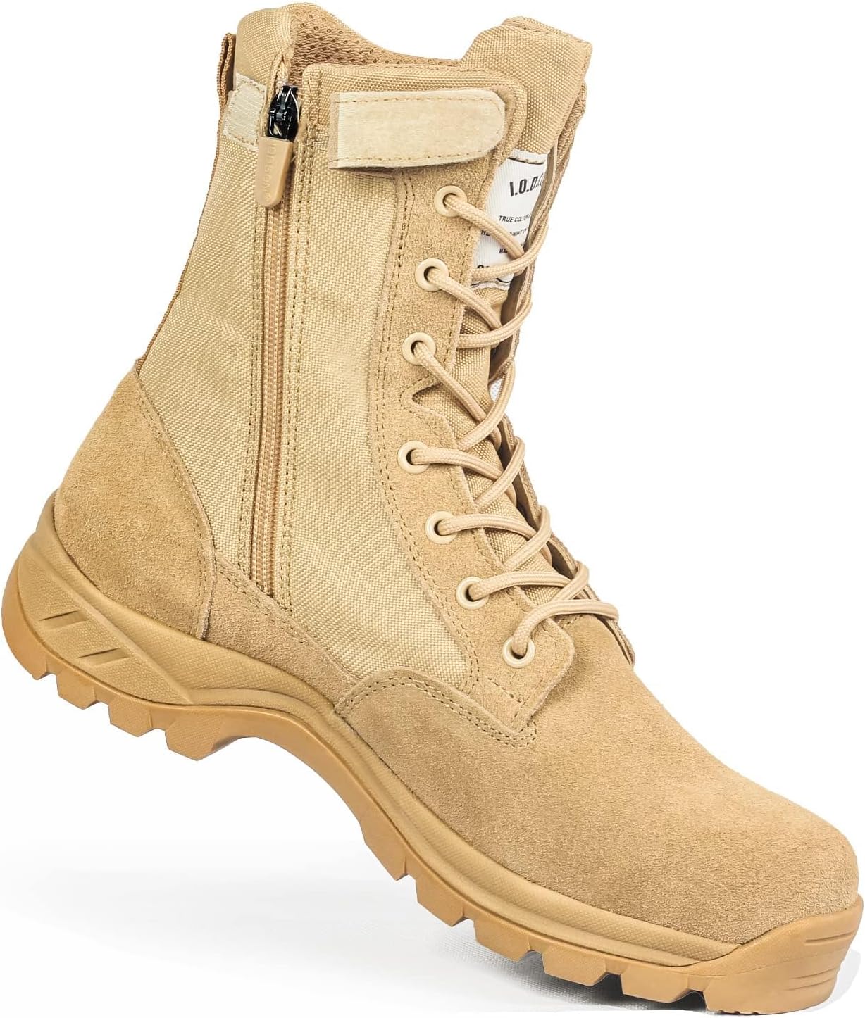 Men's Military Tactical Boots with Side Zipper, Puncture Resistant Work Boots, Desert Combat Boots, Army Jungle Boots, 8 Inches Lightweight Hiking Boots