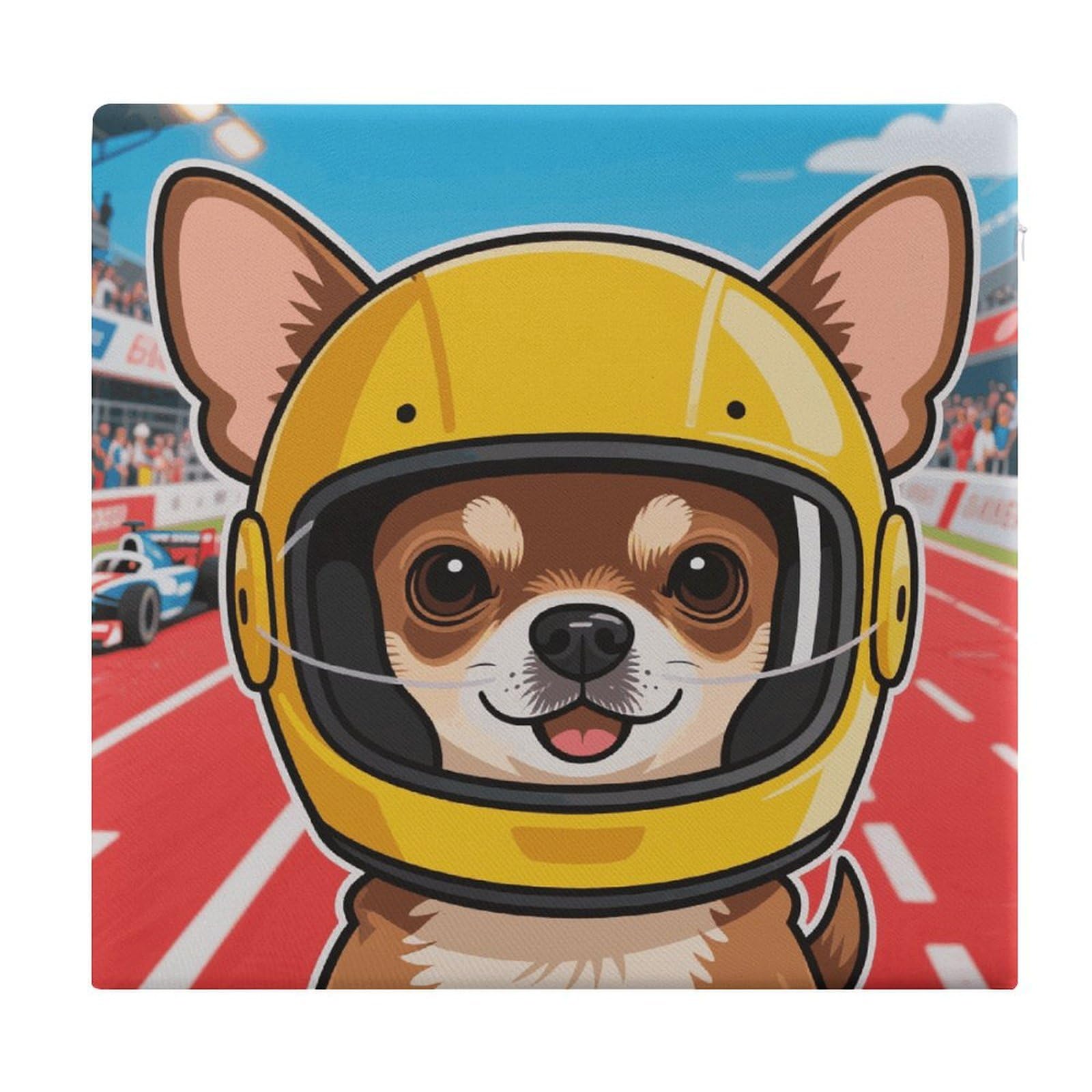 VstaDank Chihuahua on Track Cushions Memory Dining Chairs Cushion Non Slip Car Seat Cushions Indoo Dining Room Square Chair Pads with Zipper and Removable Cover Cushion