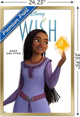 Miniatura 3 de Trends International Disney Wish - Póster de pared Asha Feature Series, 22.37 x 34.00 pulgadas, versión enmarcada en oro