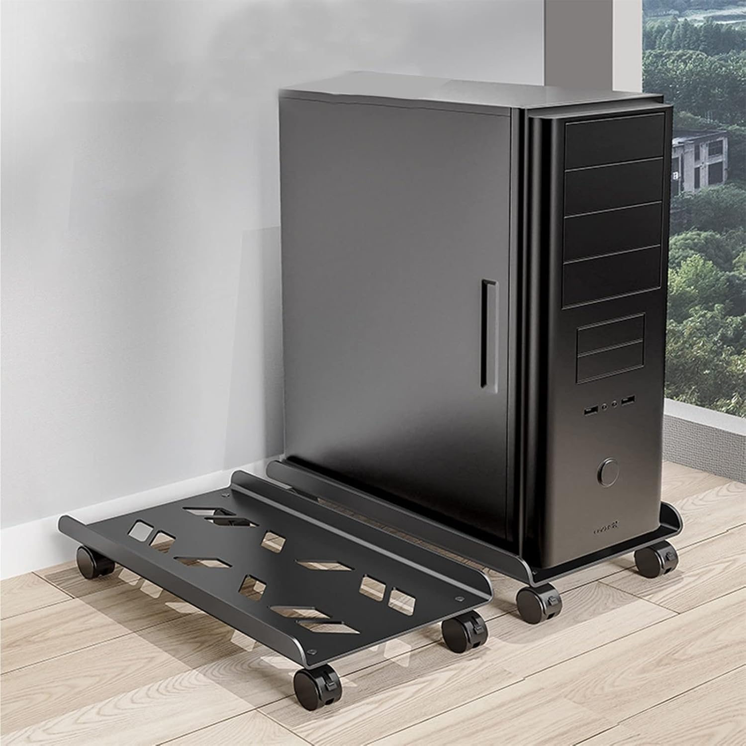 Soporte rodante, | Base de enfriamiento móvil de la torre de la PC de la CPU con 4 ruedas giratorias