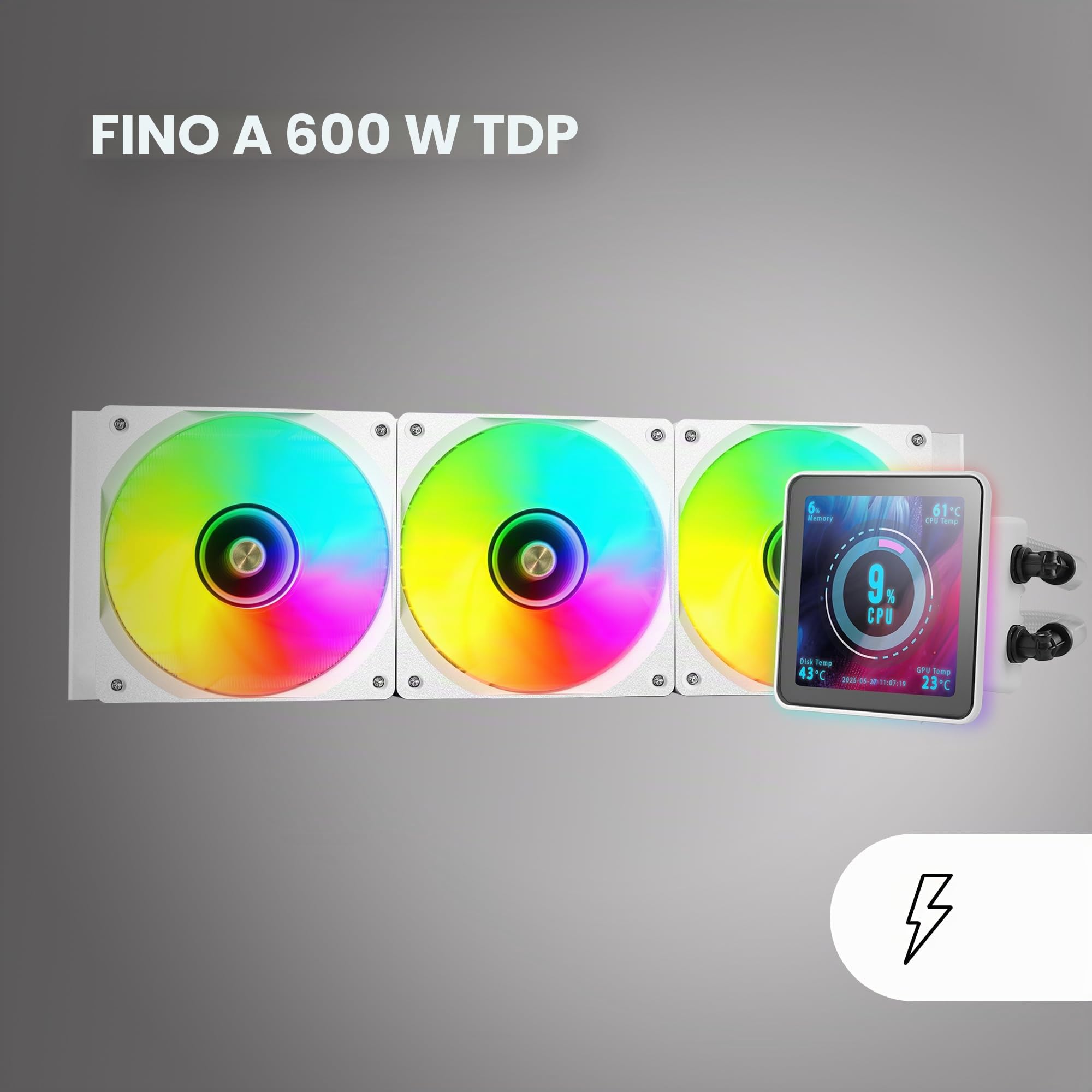 Mars Gaming ML-VISIONPRO360, Raffreddamento a Liquido AIO, TDP 600W, 3x Ventole ARGB 120mm FDB con Nucleo in Rame e Alluminio, Schermo LCD IPS 4” Rimovibile, Opti-Chamber 3a Generazione, Bianco