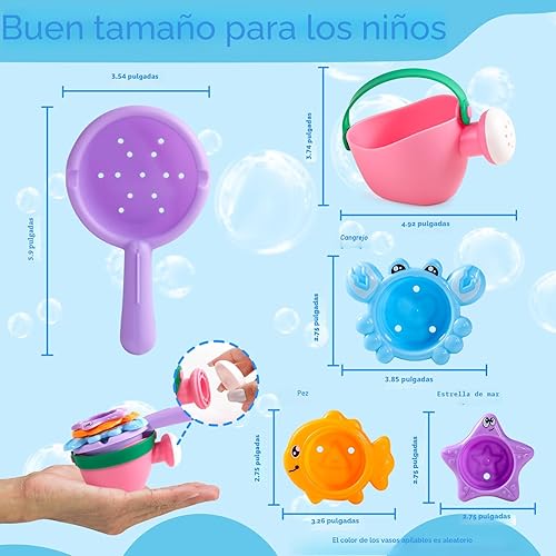 Miniatura 3 de Fajiabao Juguetes de baño para bebés de 1 a 3 años, juguetes de baño para niños pequeños, sin moho, para bañera de 2 a 4 años, arena, playa
