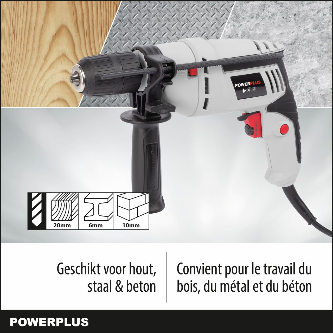 Taladro Percutor Eléctrico con cable Powerplus POWC10200 600w