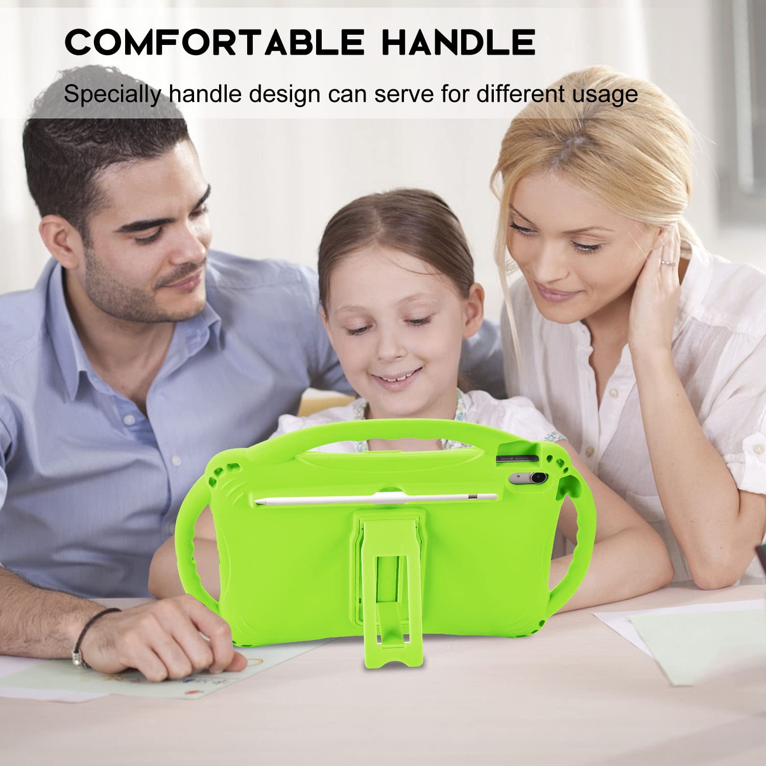 NLR FUN Custodia per Bambini per iPad, Cover Antiurto per iPad 10,9 10a Generazione (2022), Custodia Protettiva Leggera per Tutto il Corpo con Maniglia/Supporto Pieghevole (Menta Arancione