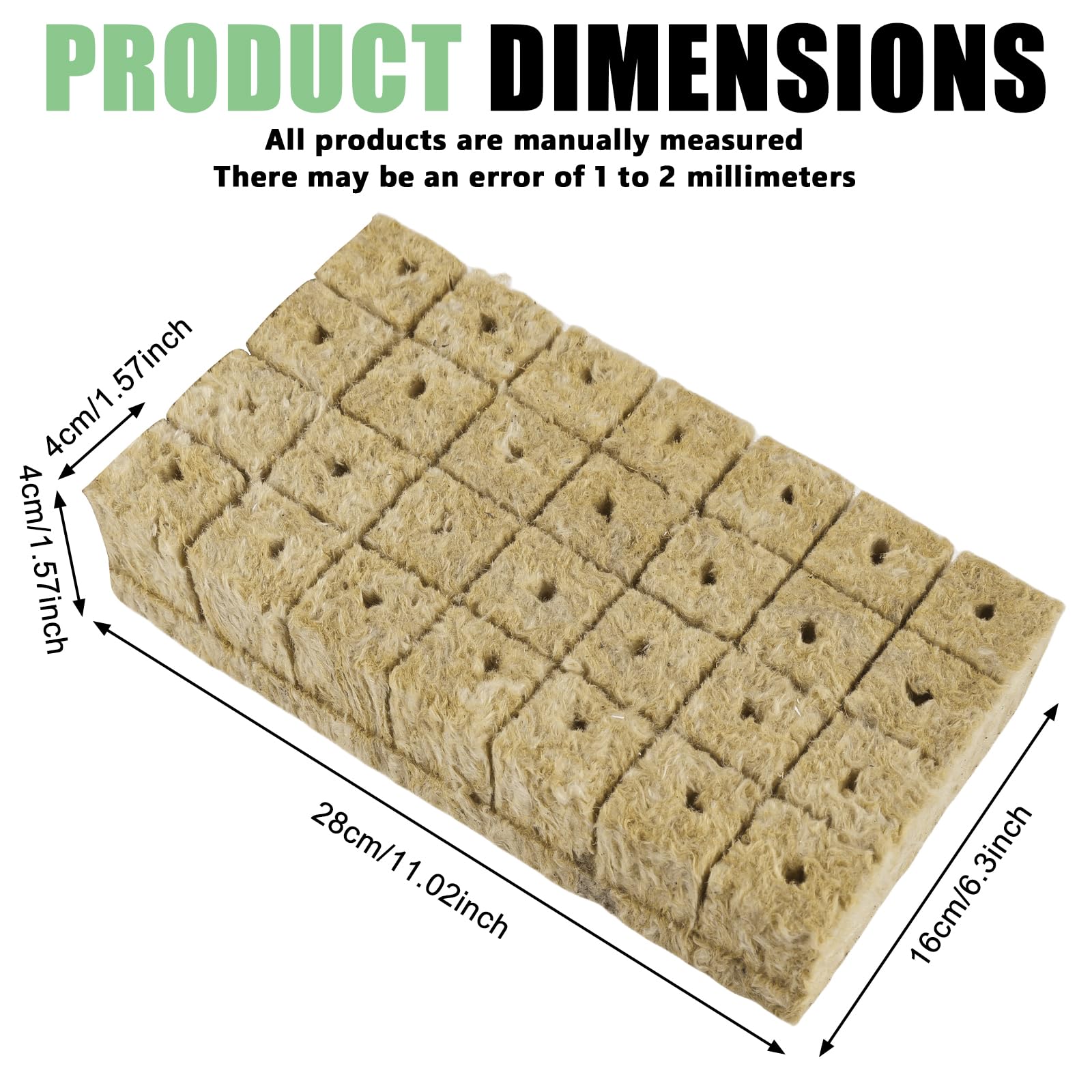 Lot de 56 cubes de laine de roche - 4 x 4 x 4 cm - Pour culture hydroponique, boutures, colonisation, transplantation, propagation des plantes