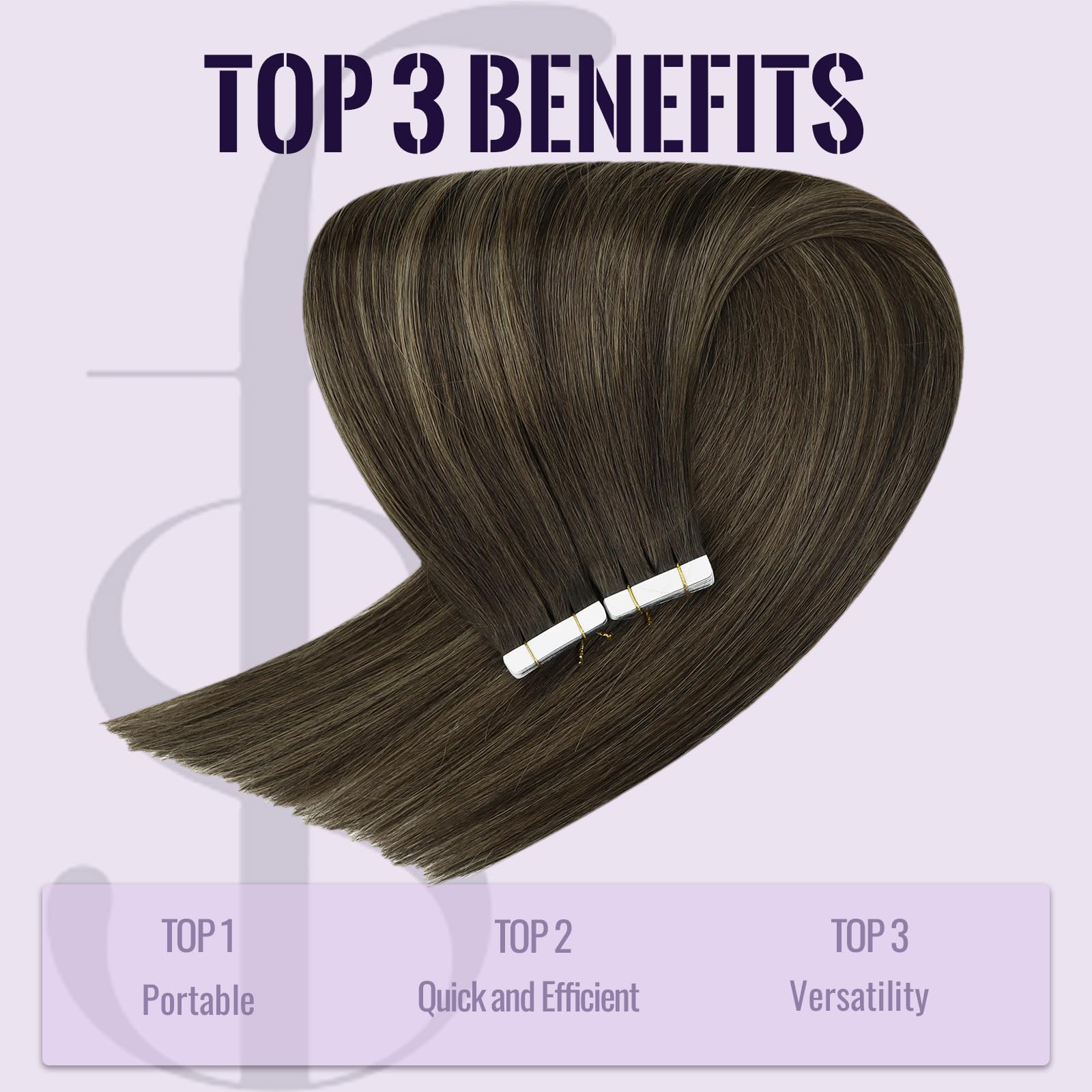 Fshine Adesive Extension Capelli Veri 50g 55CM 20Pcs Extension Remy Biadesive Invisibili Capelli Lisci Balayage Da Marrone Scuro A Castano Tape in Hair Extension Capelli Umani Veri 2/6/2
