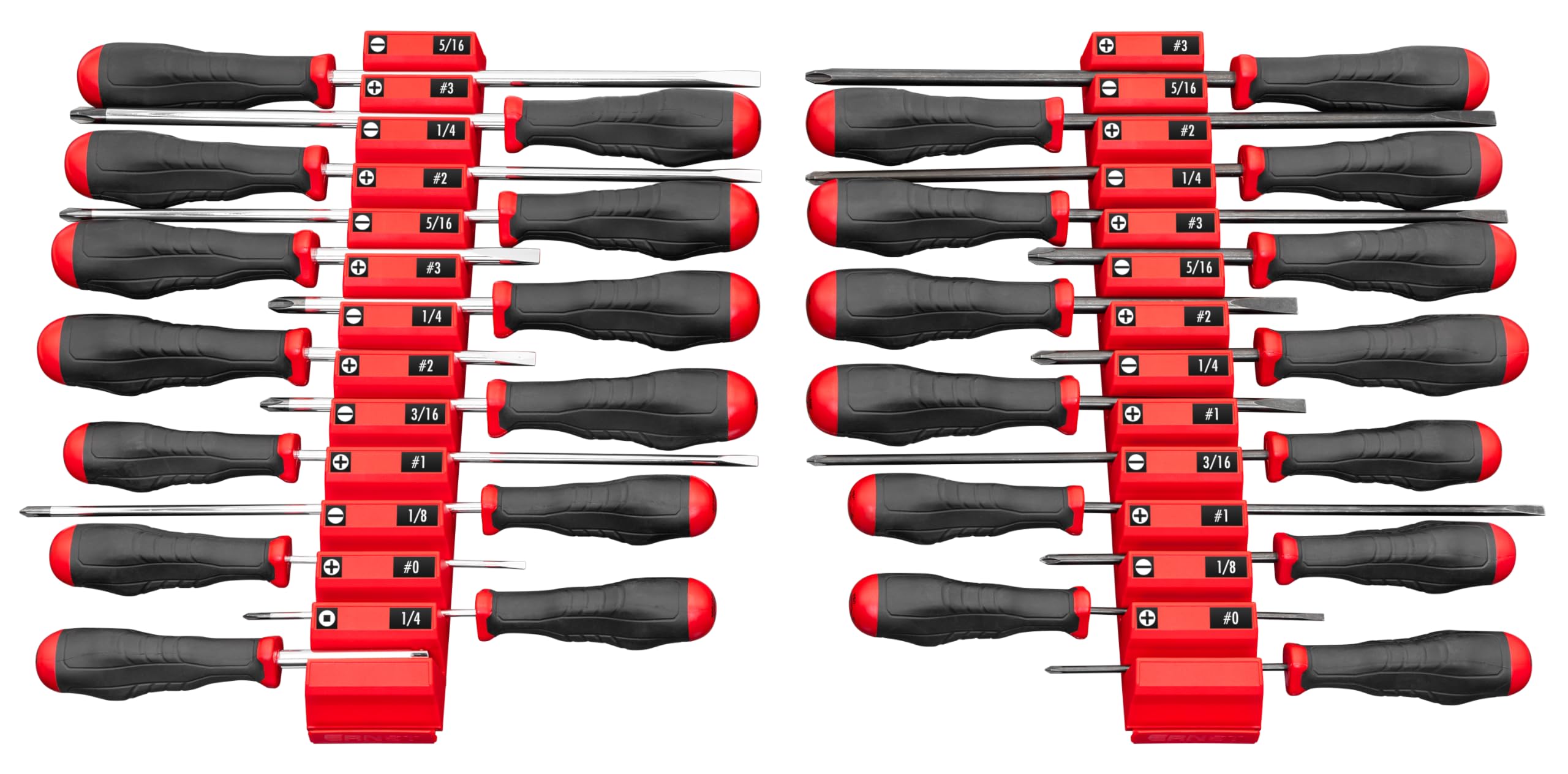 Ernst Manufacturing Screwdriver Pro – modułowy organizer na 26 narzędzi z magnetyczną podstawą, czerwony – wyprodukowano w USA