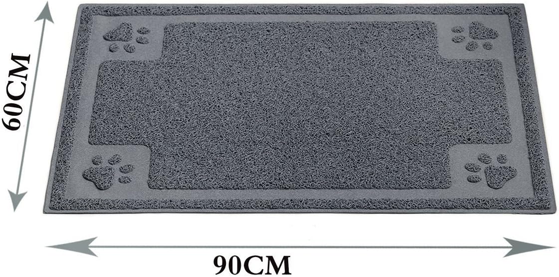 Pet Cat litter Mat,WONFAST Waterproof PVC Paw Shaped Cat Litter Trapper Mat,60 x 90cm(Large Grey)