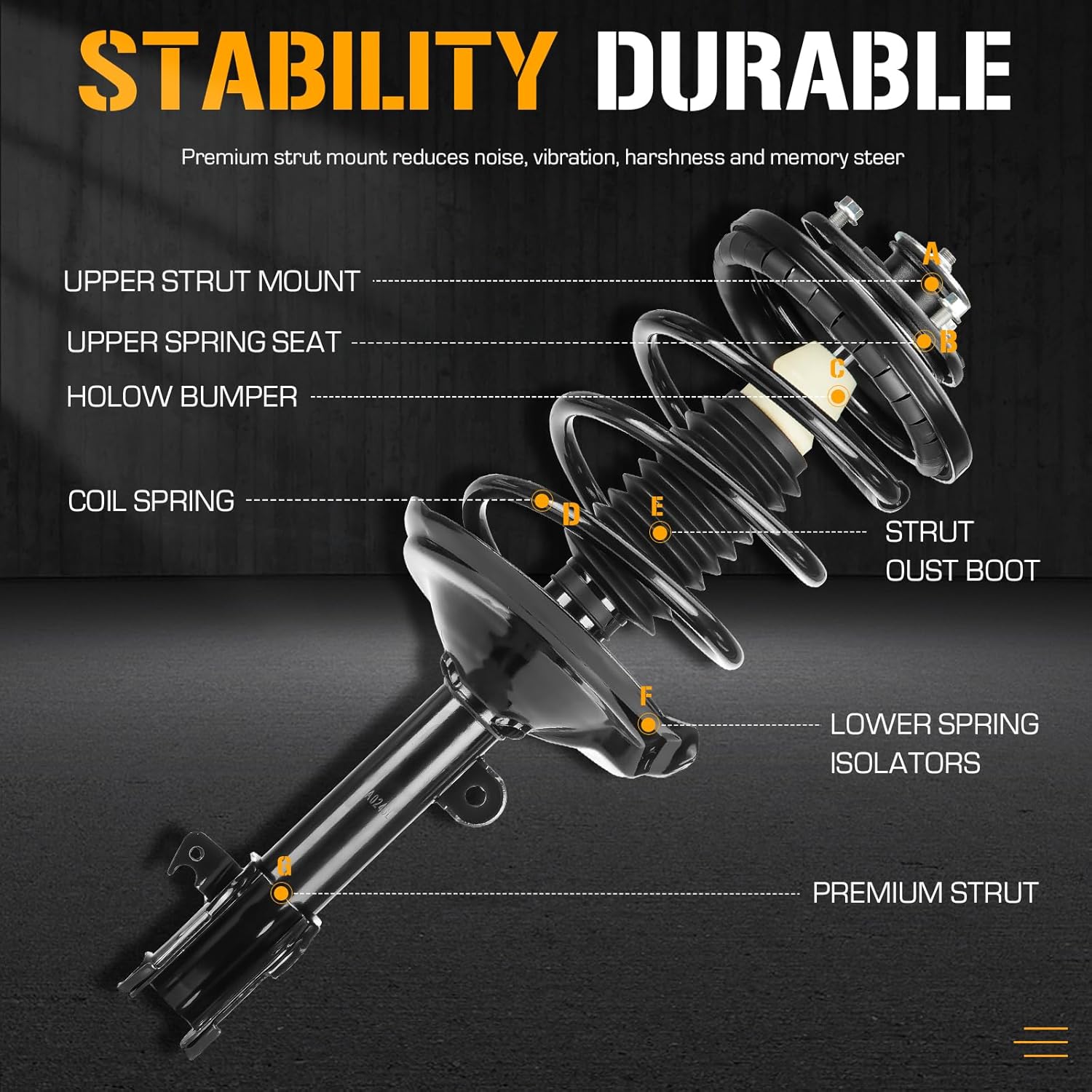 Front Complete Strut Assembly Shock Absorber w/Coil Spring Fit for Acura MDX 2003 2004 2005 2006, 172230 172229 (Set of 2)