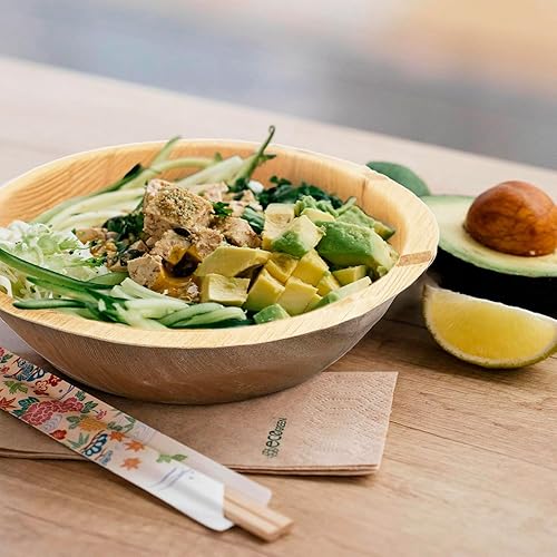 Miniatura 5 de ECODECO Platos compostables de hoja de palmera, 25 piezas, cuencos grandes de 40 onzas de 8.5 pulgadas, desechables, ecológicos, como platos de