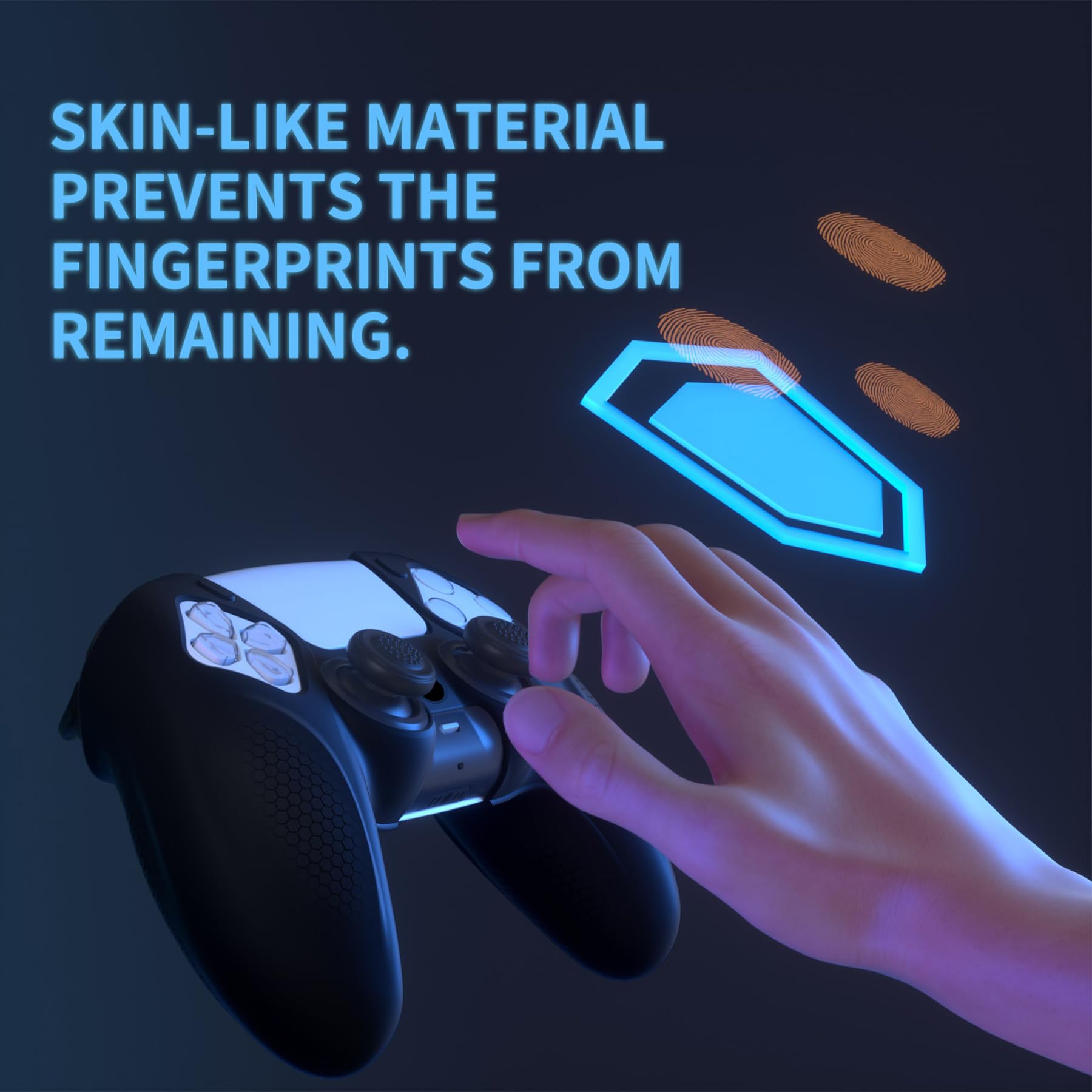 playvital Cover Controller per ps5, Joystick Custodia Protettiva Skin Silicone Grip Ergonomico Antiscivolo & 2 Copri Analogici, Adatto per Base di Ricarica, Ninja Edizione, Nero