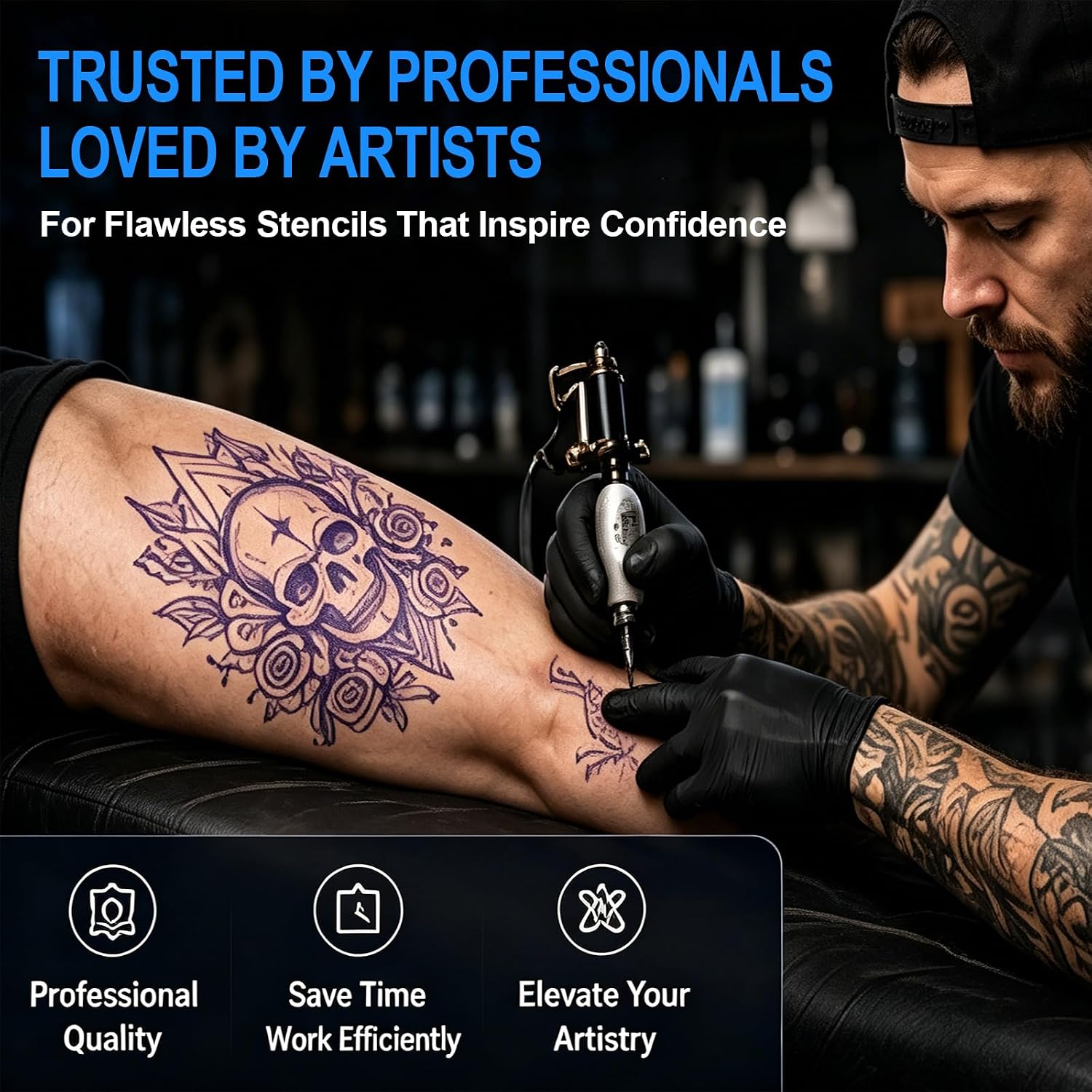 Tattoo Transfer Paper 50 Sheets, Tattoo Stencil Paper A4 Size 8.27" x 11.69", Thermal Tattoo Transfer Paper for Tattoo Printers, Tattoo Tracing Paper for Hand Drawing, Tattoo Supplies