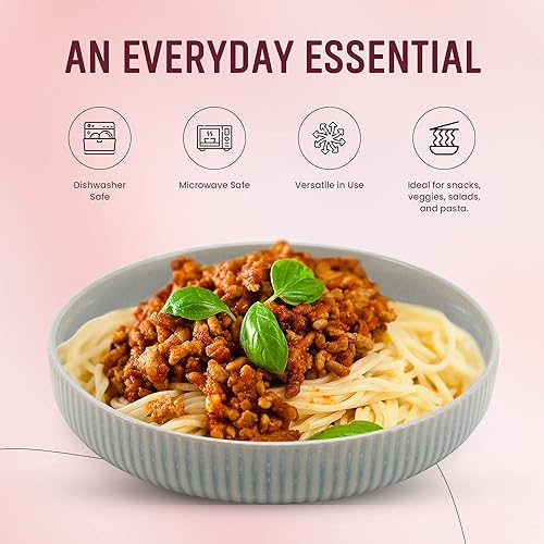 Miniatura 4 de American Atelier Tazones para pasta de 9 pulgadas (juego de 4)  Cuencos únicos de porcelana de 42 onzas  Vajilla moderna versátil para ensaladas,