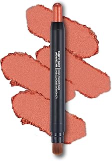 Brick Red Dual Ended Eyeshadow Stick 12 Colors Matte and Shimmer Waterproof Long Lasting Creamy Eyeshadow Pencil for Smokey Eye Natural Everyday Makeup