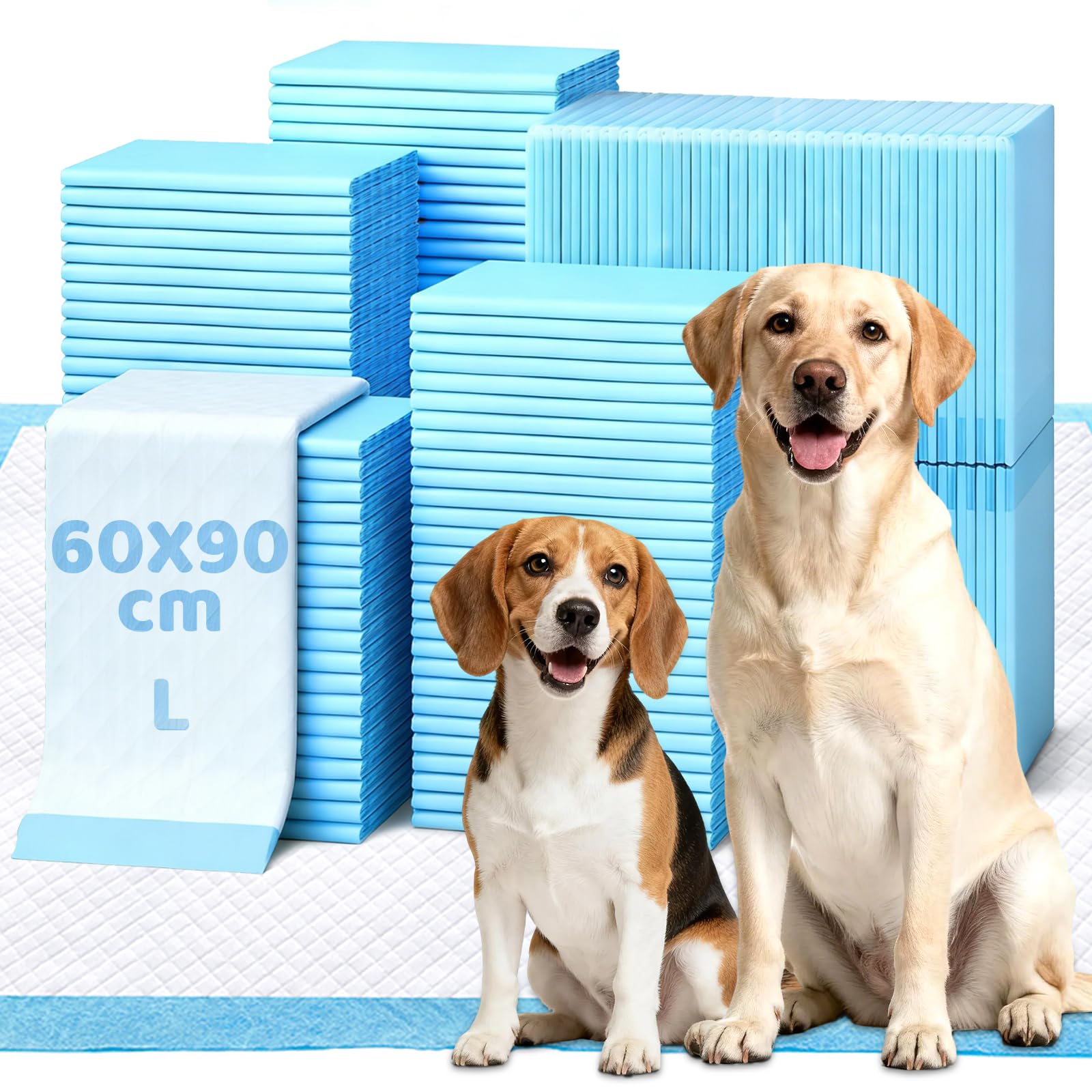 Extra Large Puppy Training Pads 90 x 60 cm, Super Absorbent 6-Layer Leak-Proof XL Puppy Pads 100 Pack, Quick-Dry Odour-Control Thick Dog Pee Pads for Indoor Use