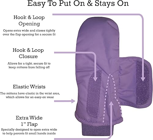 Miniatura 3 de N'Ice Caps - Mitones impermeables para niños, con aislamiento Thinsulate para clima frío