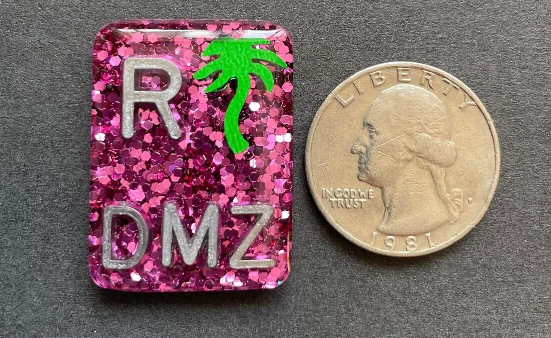 Flamingo and Palm Tree Xray Markers, With 2 or 3 Initials, Rectangle, Glitter