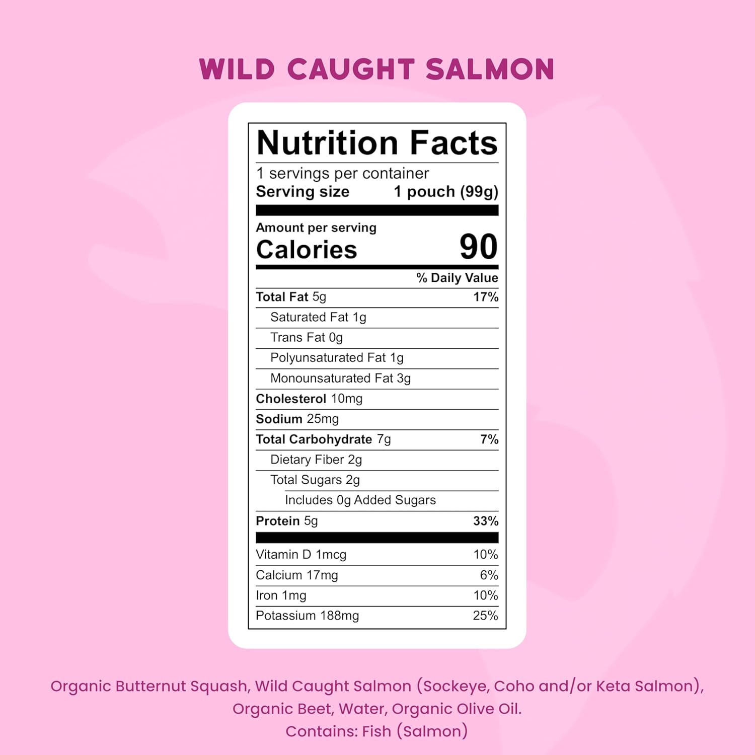 Serenity Kids 6+ Months Salmon Baby Food Pouches - No Added Sugar Nutrient-Packed Snacks - High-Protein Infant Food with 5g Protein - On-the-Go Baby Travel Essentials - 3.5 Oz, Pack of 12