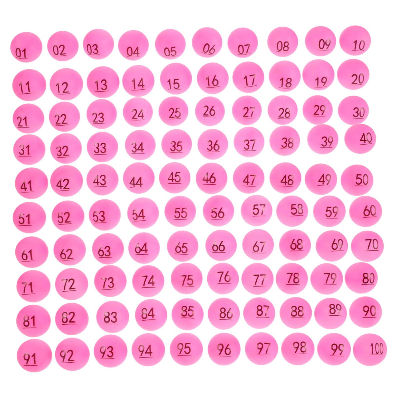 BESPORTBLE Lot de 100 Boules Numérotées en Plastique Réutilisables, Sphériques, Faciles à Entretenir, pour Événements Commerciaux et Jeux de Société