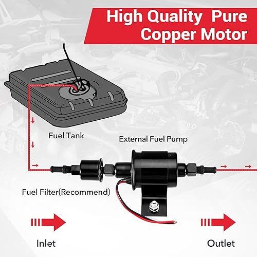 Miniatura 14 de CarBole Bomba de combustible en línea de baja presión de 12 V, 2-3.5 PSI, bomba eléctrica universal de gasolina diésel para carburadores
