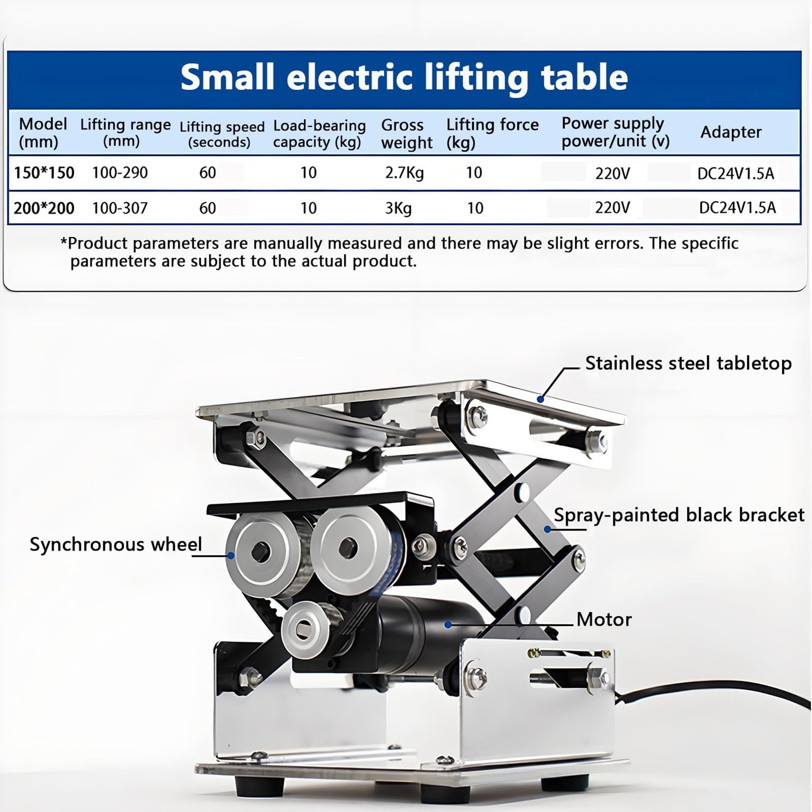 Soporte de elevación de tijera de laboratorio, elevador de plataforma ajustable, capacidad de 10 kg para equipos de laboratorio