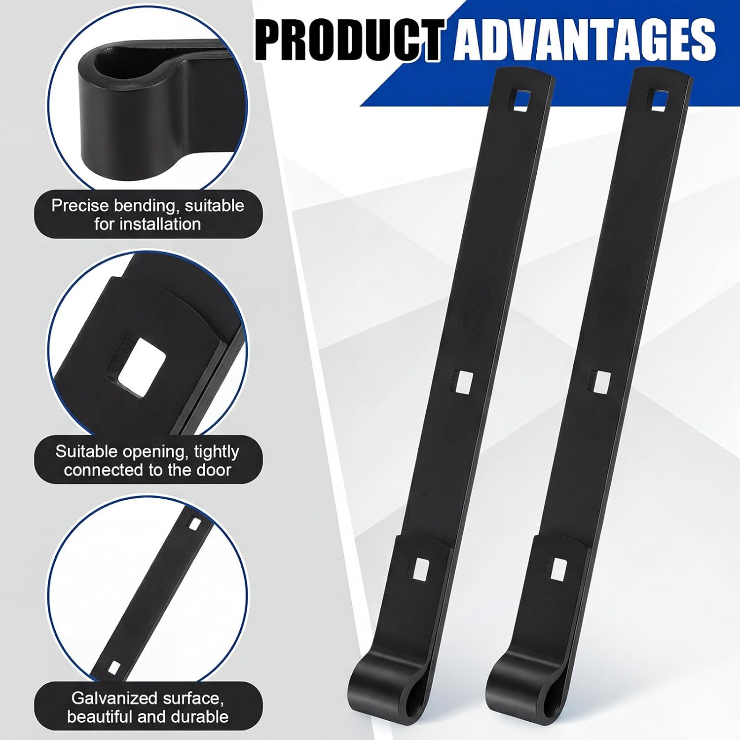 Yaocom 4 Pack 12" Zinc Strap Hinge Heavy Duty for Gates, Tool Sheds, Barns and Other Swing Doors (Black)